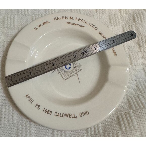 Set of 2 VTG 1960's Masonic Temple Grandmaster Personalized Reception Ashtrays - Picture 7 of 7